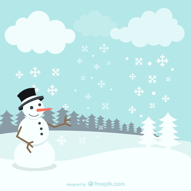 Winter landscape with snowman