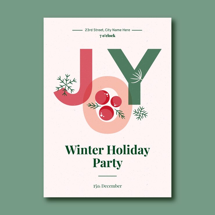 Free Vector | Winter party invitation template