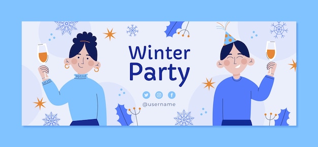 Winter party social media cover template