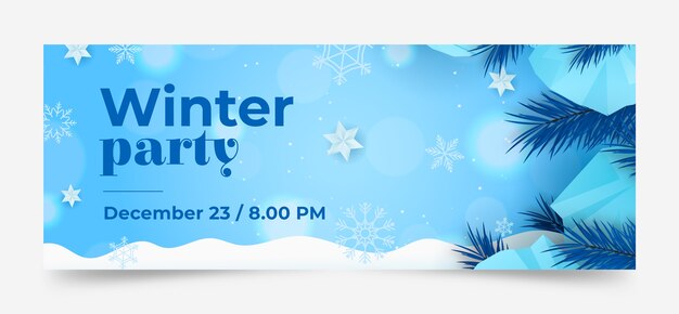 Winter party social media cover template