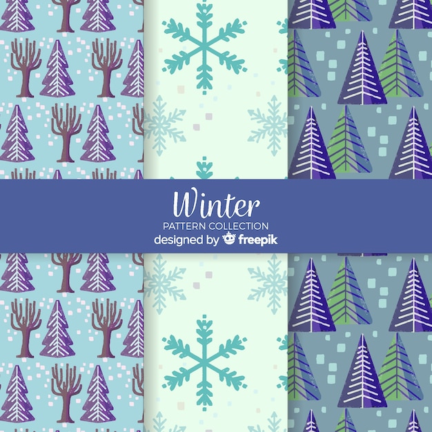 Free vector winter pattern collection