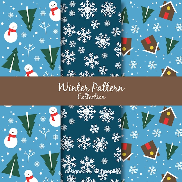 Free vector winter pattern collection