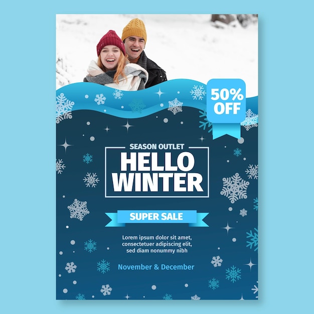 Free vector winter poster a4 concept