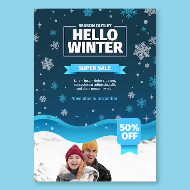 Free vector winter poster a4 concept