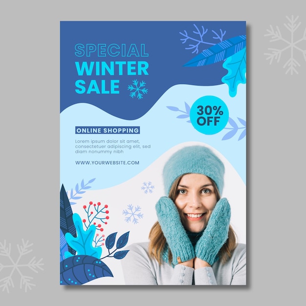 Vettore gratuito modello di poster invernale