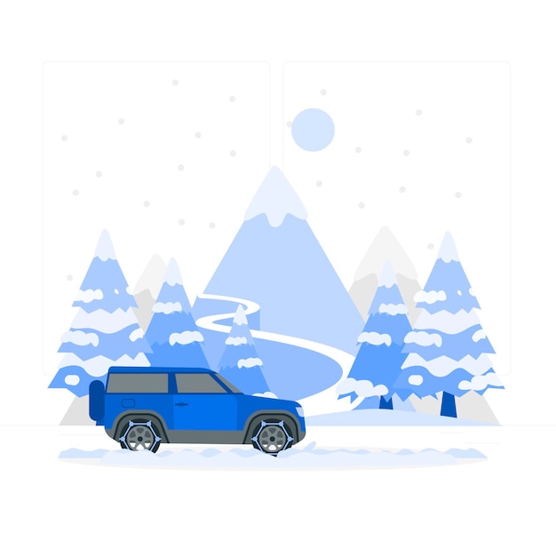 Бесплатное векторное изображение Иллюстрация концепции зимней дороги
