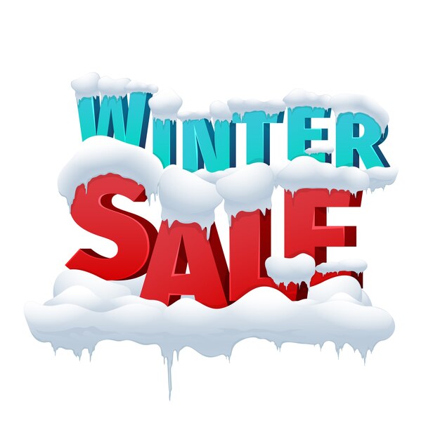 Winter sale 3d vector inscription on white background. Discount for shopping retail. Winter sale caption vector illustration