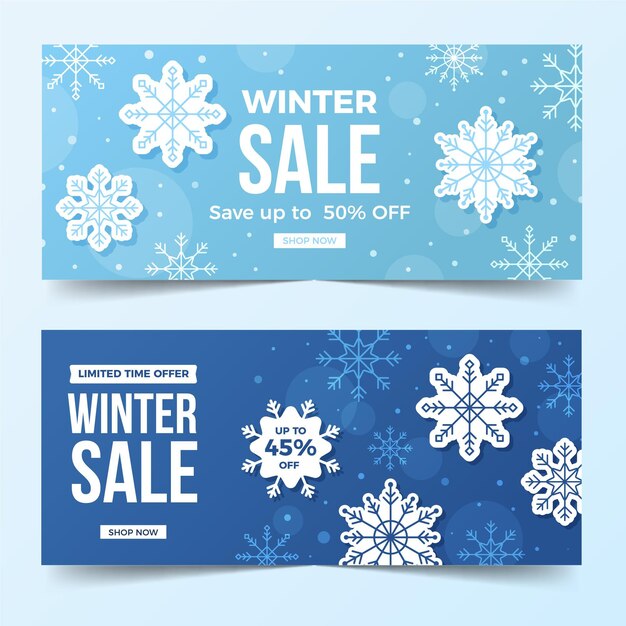 Winter sale banners with flat elements pack