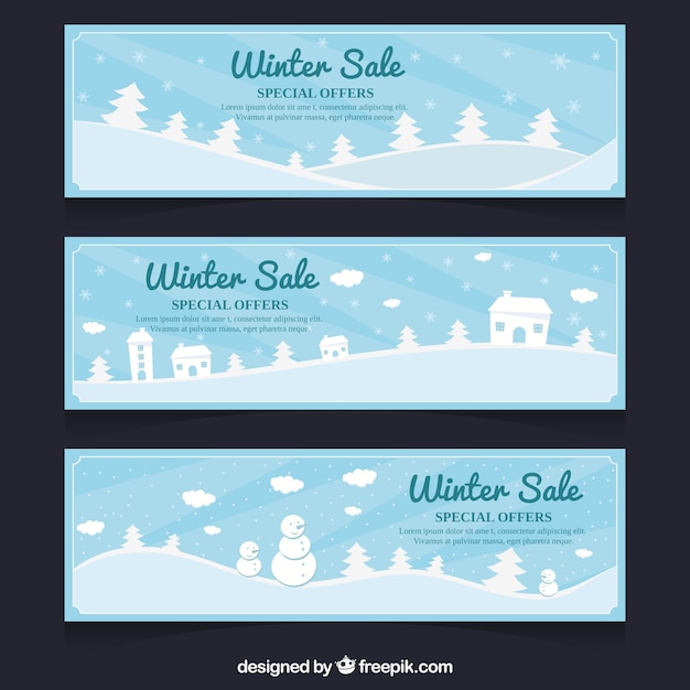 Free vector winter sale banners