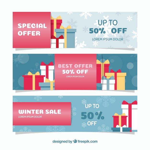 Free vector winter sale banners