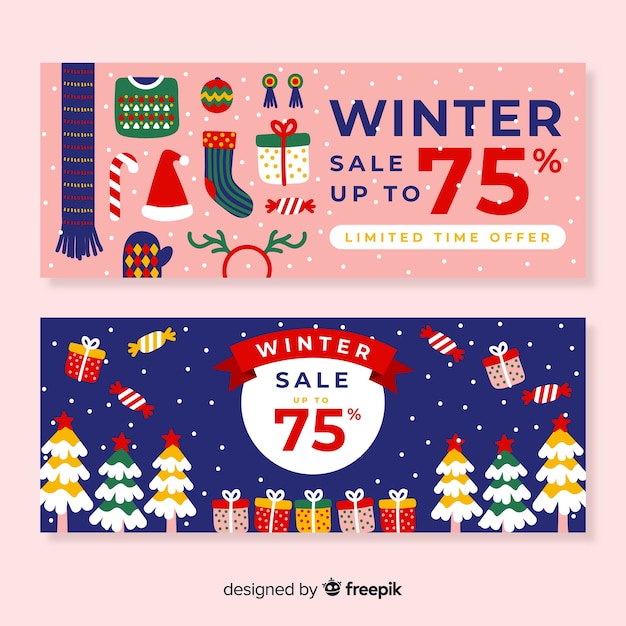 Free vector winter sale banners