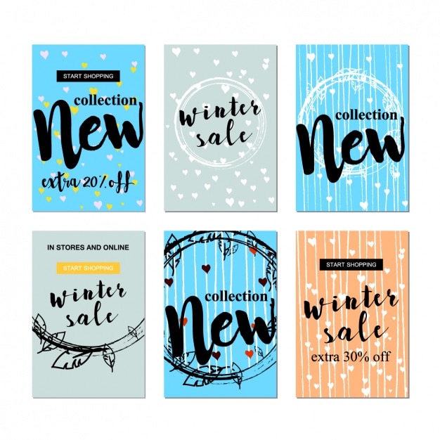 Free vector winter sale cards collection