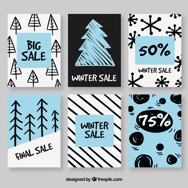 Free vector winter sale cards