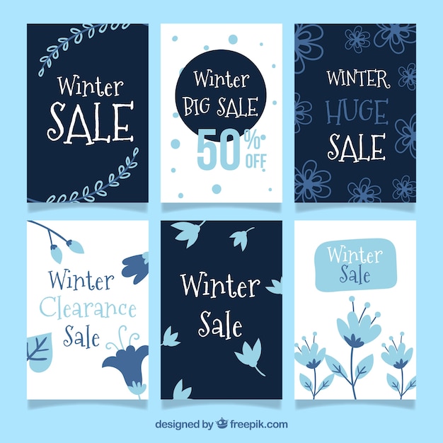 Free vector winter sale cards