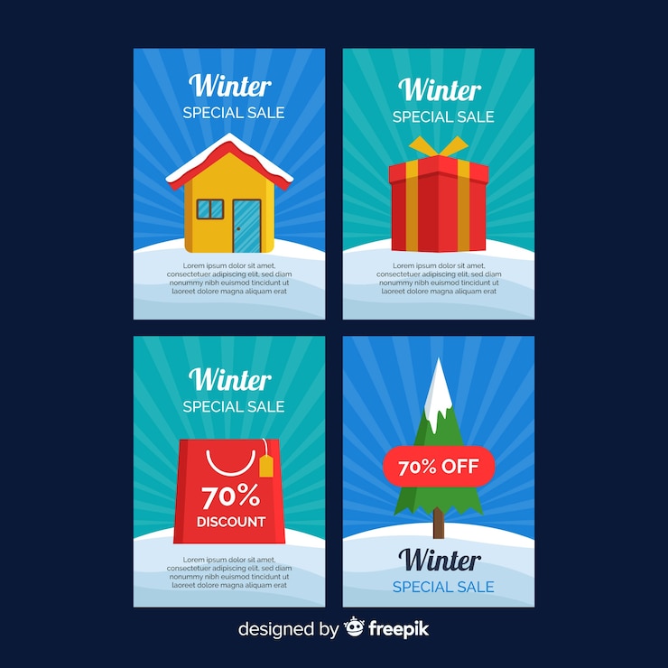 Free Vector winter sale cards