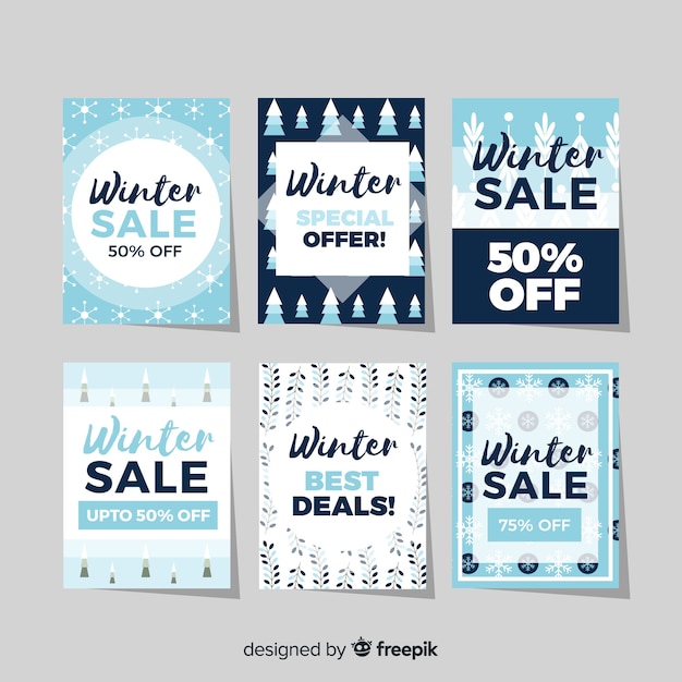 Free vector winter sale cards