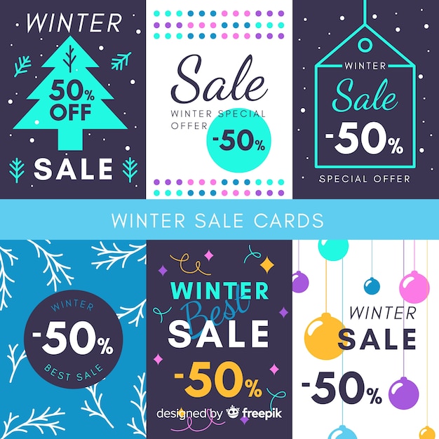 Free vector winter sale cards