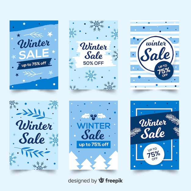 Vettore gratuito carte di vendita inverno