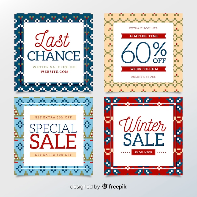 Free vector winter sale  cards