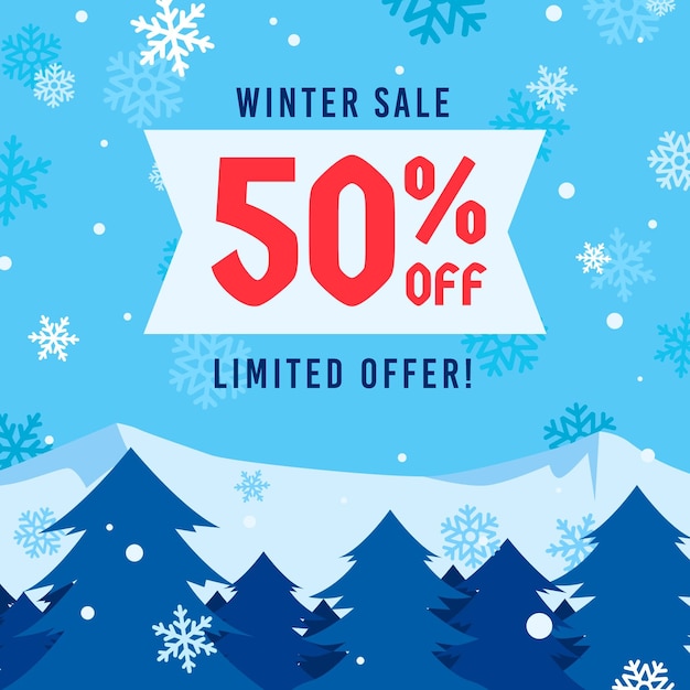 Free vector winter sale concept in flat design