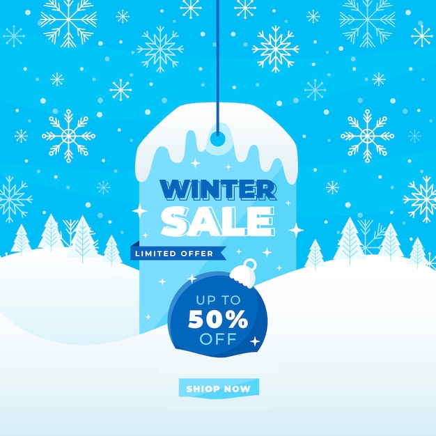 Free vector winter sale in flat design