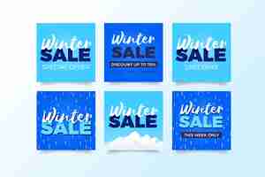 Free vector winter sale instagram post collection