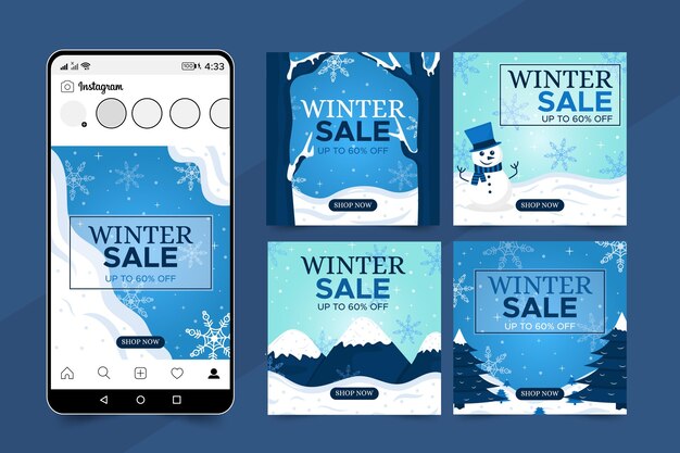 Winter sale instagram post collection
