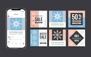 Free vector winter sale instagram posts