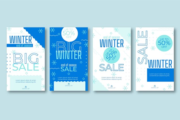 Winter sale instagram stories set