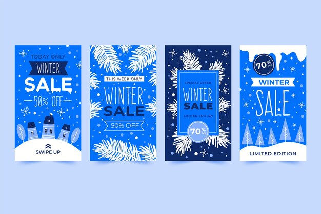 Free vector winter sale instagram stories