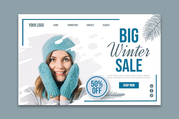 Free vector winter sale landing page template