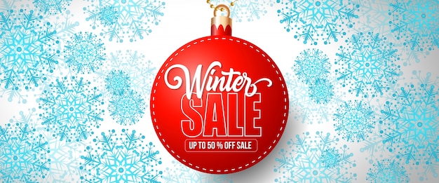 Winter sale lettering on bauble