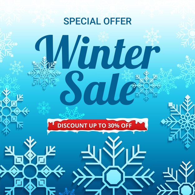 Winter sale poster design template or Background