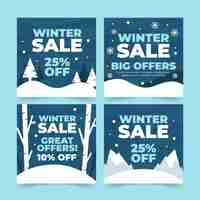 Free vector winter sale social media posts set