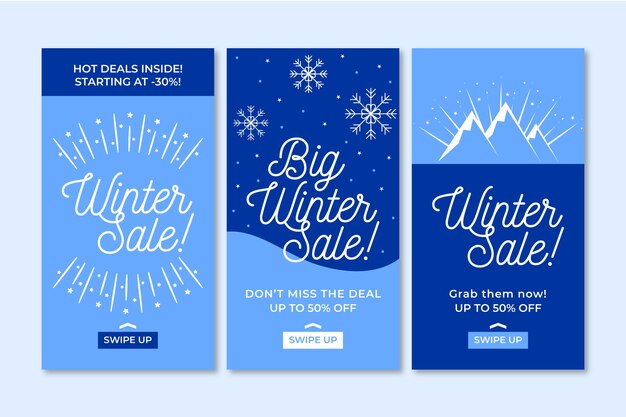 Winter sale social media stories collection