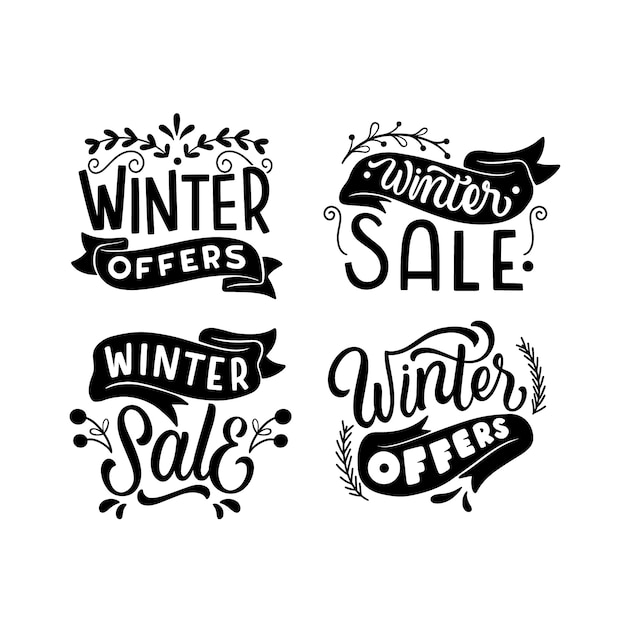 Free vector winter sale stickers collection