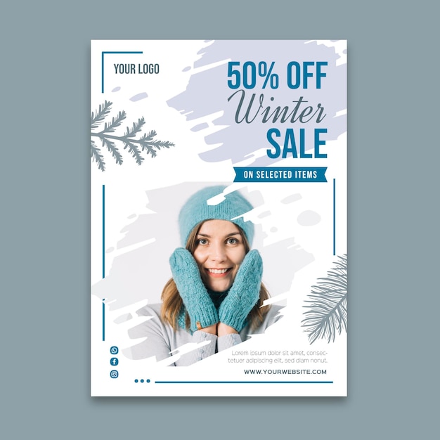 Free vector winter sale template poster