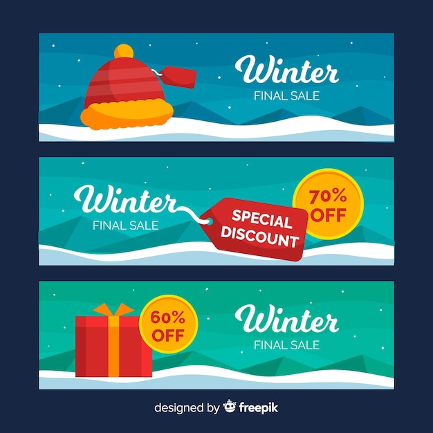 Winter sale web banner set