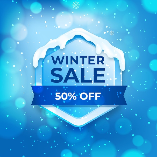 Winter sale with blurred elements