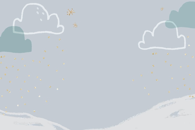 Free Vector winter season background vector in pastel blue with cute doodle illustration for kids