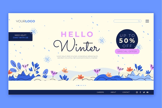 Winter season celebration landing page template