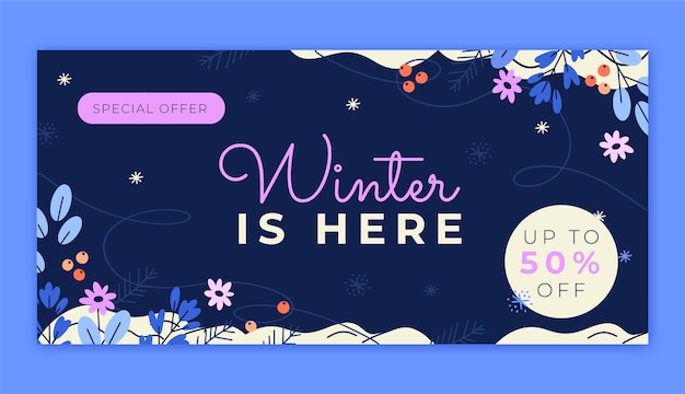 Winter season celebration sale banner template