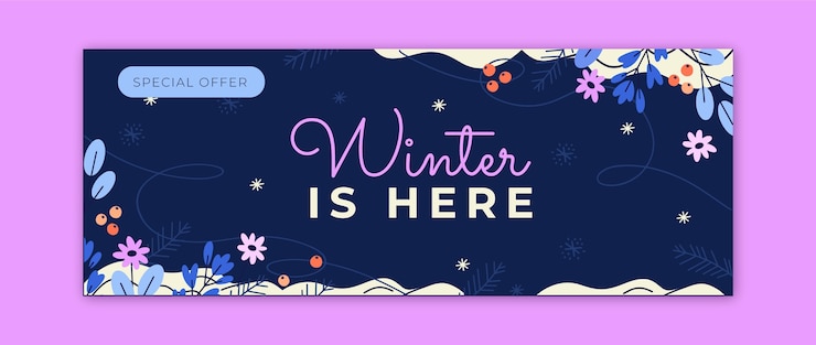 Free Vector winter season celebration social media cover template