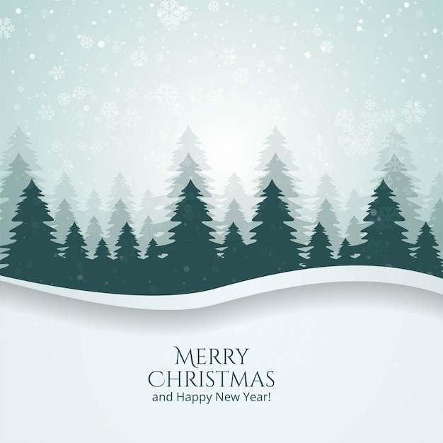 Free vector winter season landscape with christmas tree and snow vector background