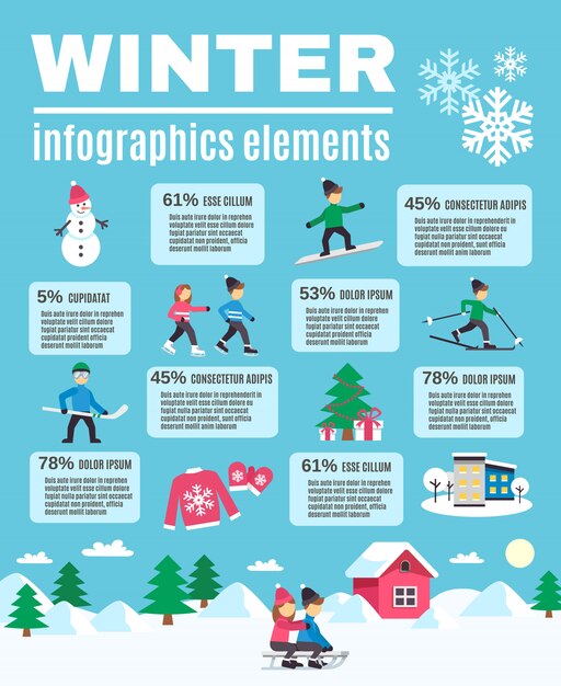 Winter Season Outdoor Infographic Elements Poster