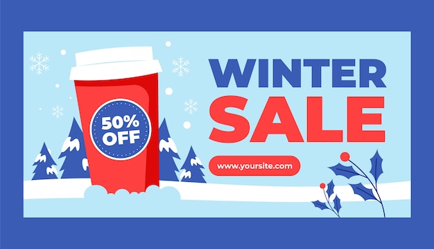 Free vector winter season sale banner template