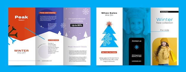 Free vector winter season sale brochure template