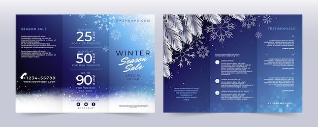 Free vector winter season sale brochure template