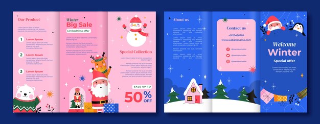 Free vector winter season sale business brochure template