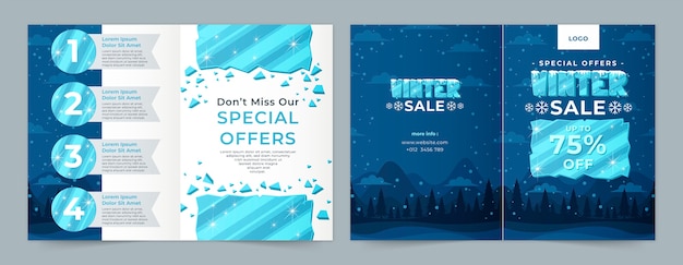 Free vector winter season sale business brochure template